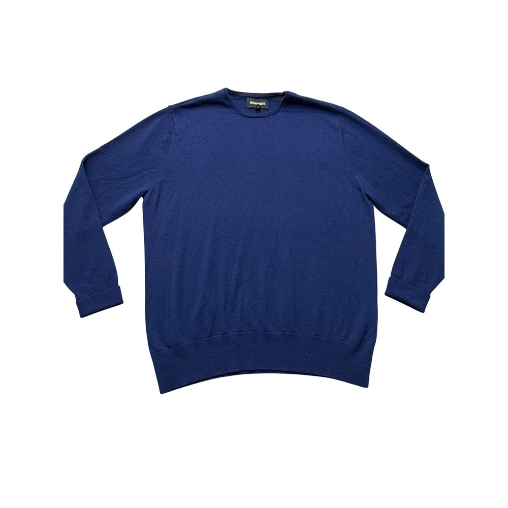 Bonobos Sweater Mens Large Blue Merino Wool Crewneck Lightweight Knit Pullover